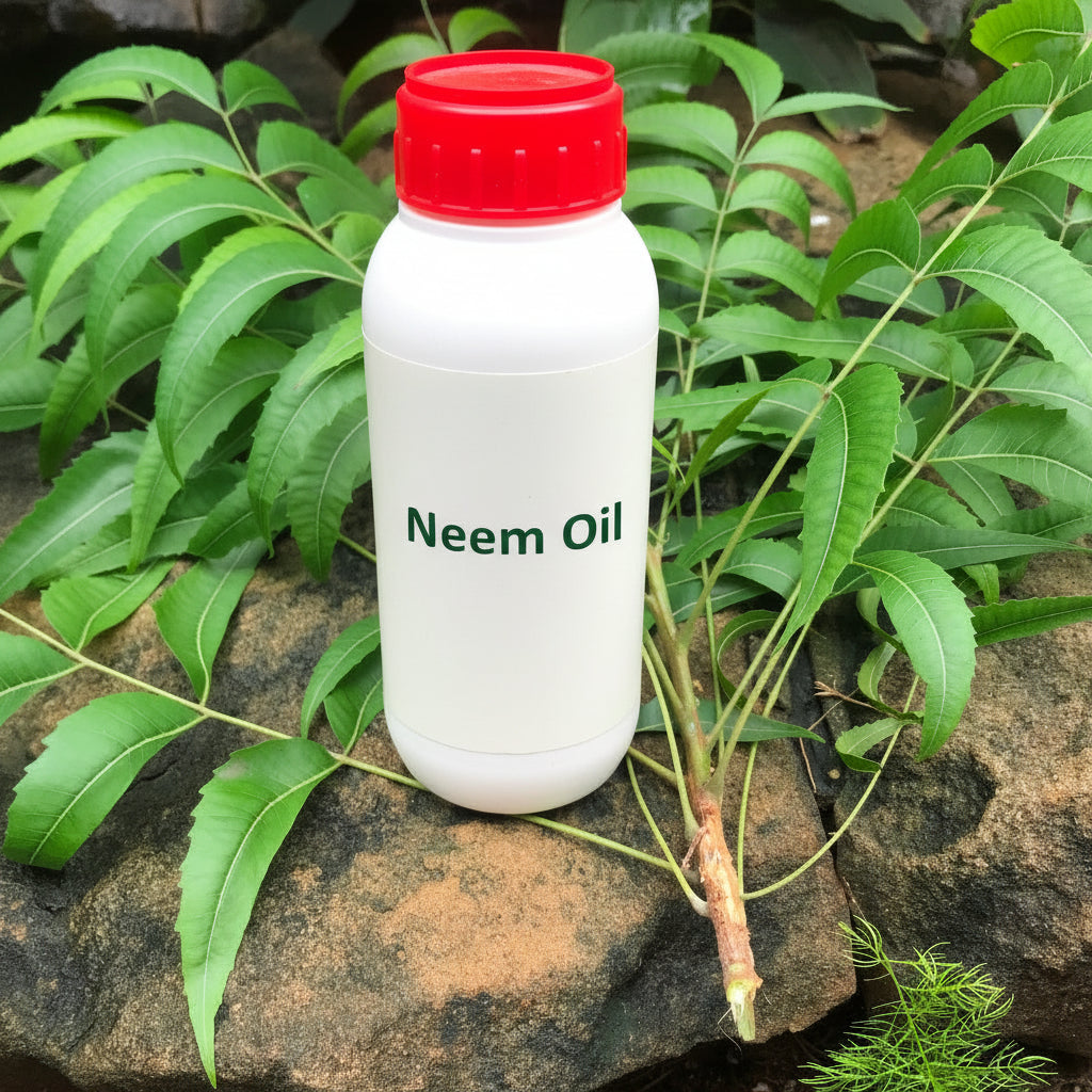 Neem Oil sprayed on leaves for sucking pests