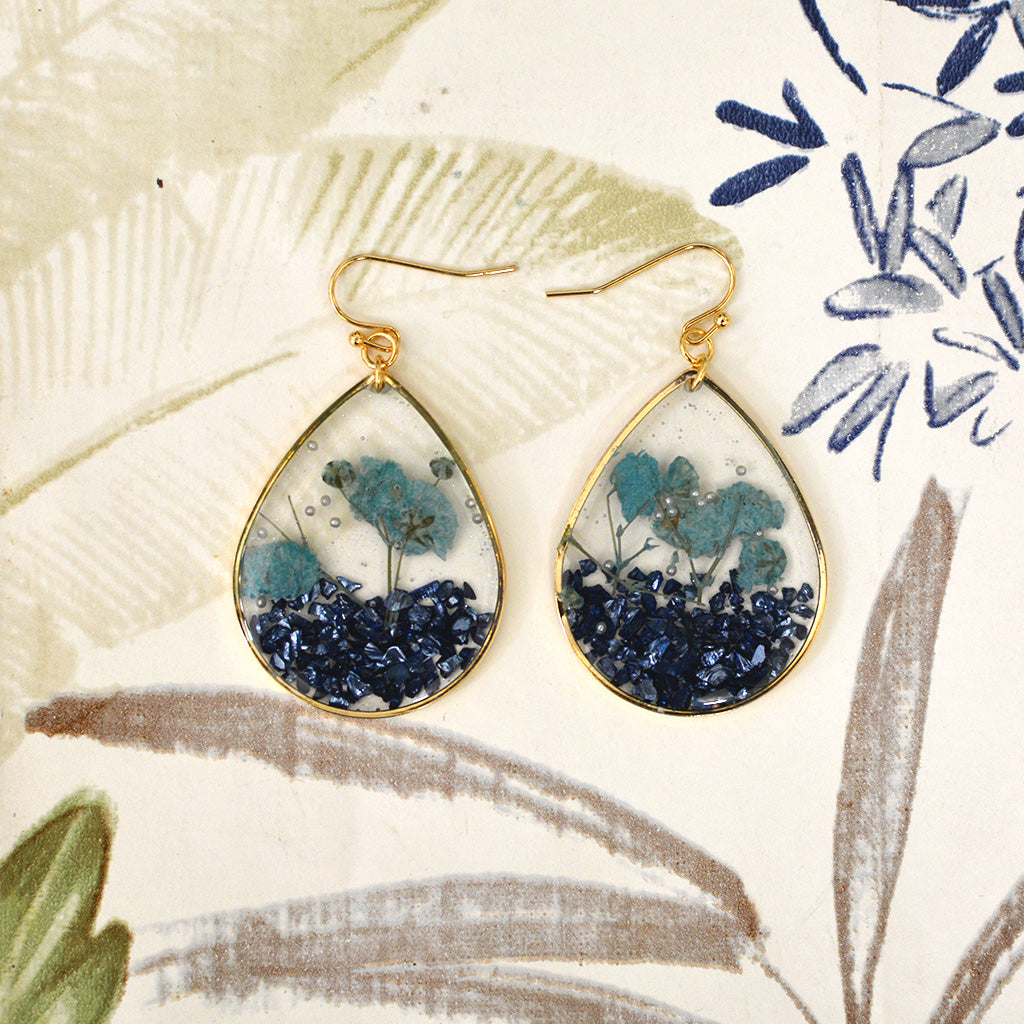 Ocean Sparkles Real Dried Flower Earrings - myBageecha