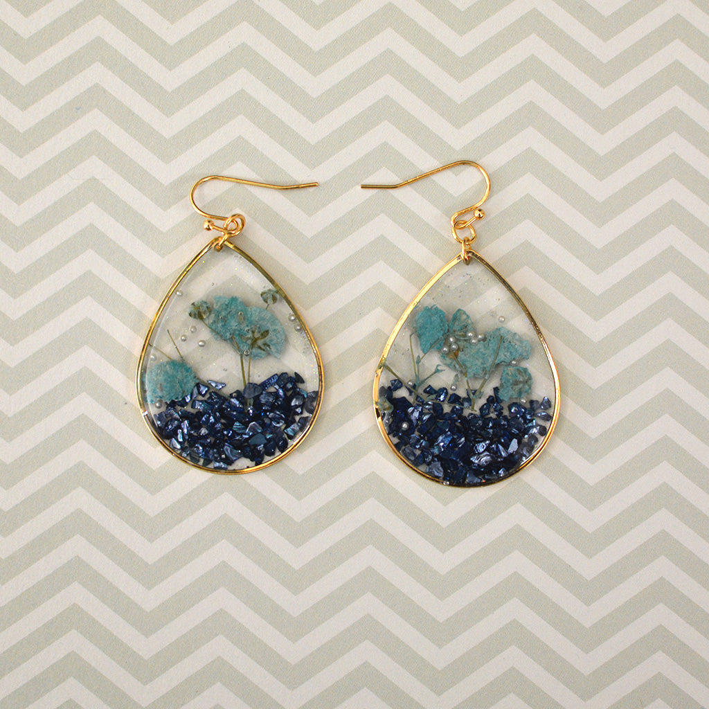 Ocean Sparkles Real Dried Flower Earrings - myBageecha