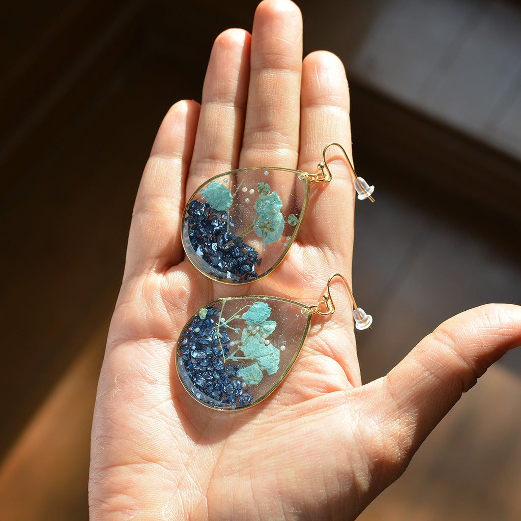 Ocean Sparkles Real Dried Flower Earrings - myBageecha