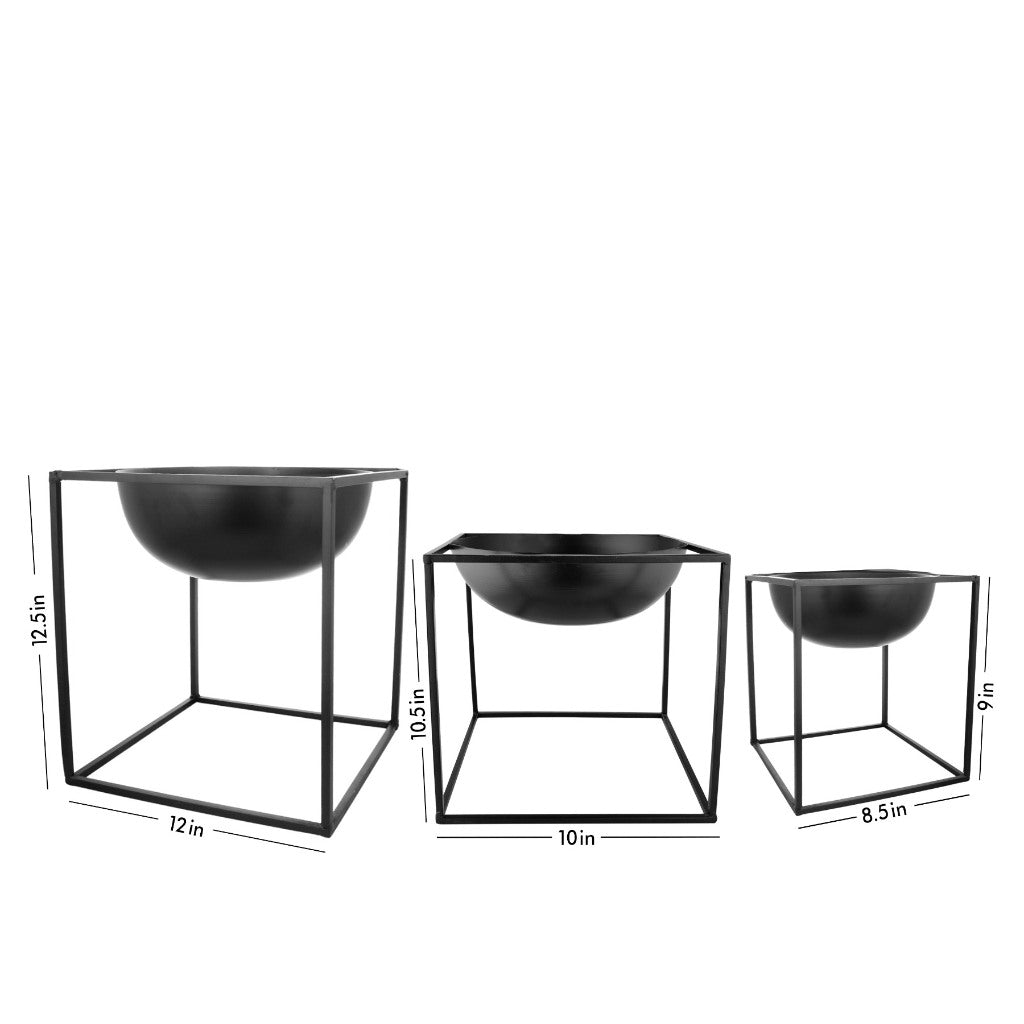 Set of Three Dome Square Metal planter stands - myBageecha