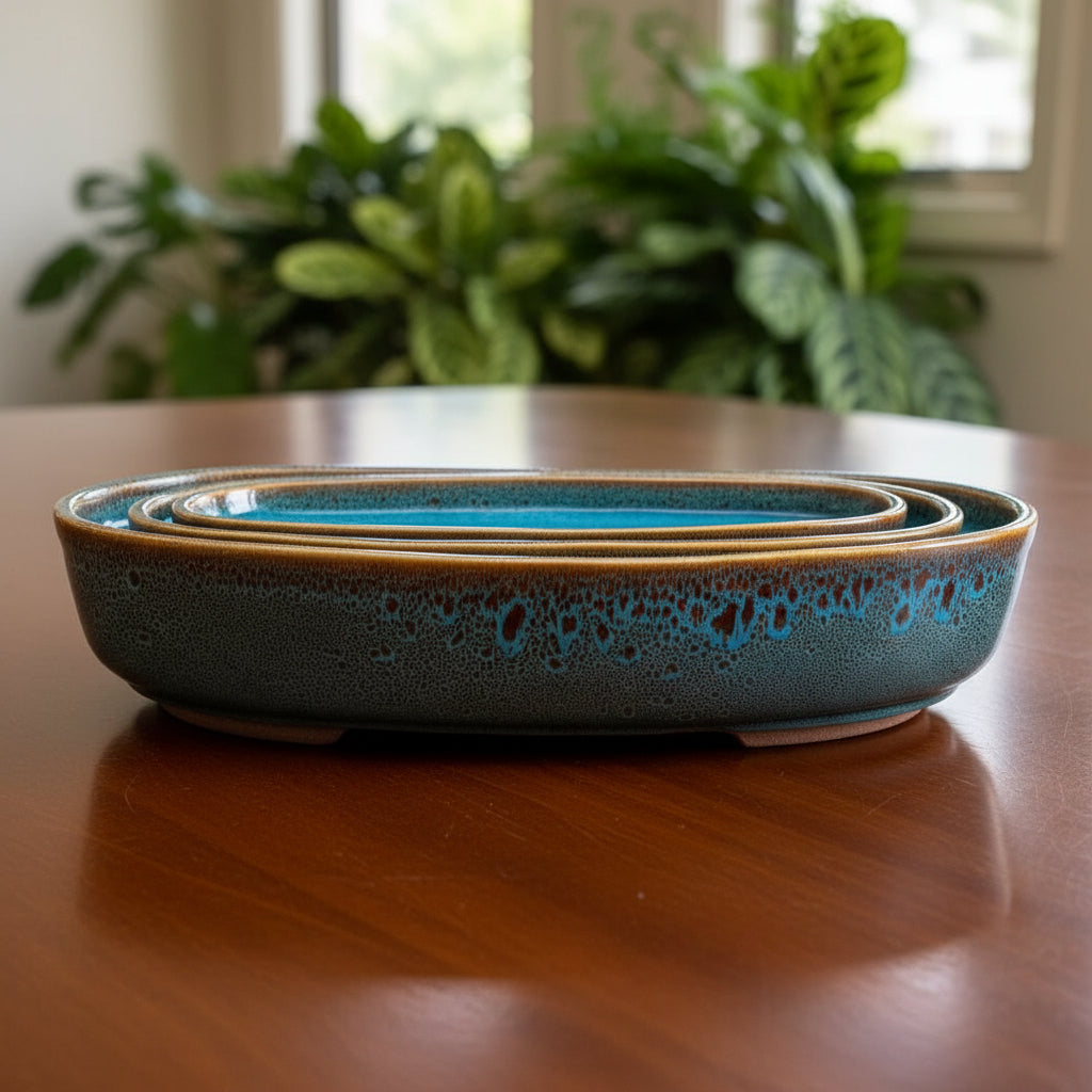 Set of 3 Chiselled Bonsai Tray – Pacific Blue – myBageecha