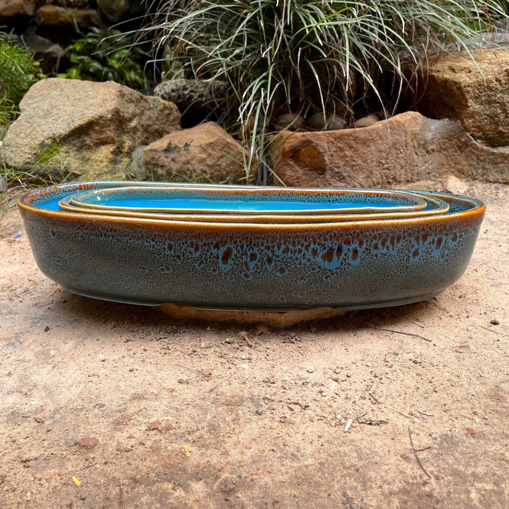 Set of 3 Chiselled Bonsai Ceramic Tray - myBageecha