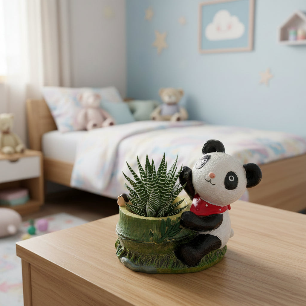 Panda sitting on the Well Resin top view