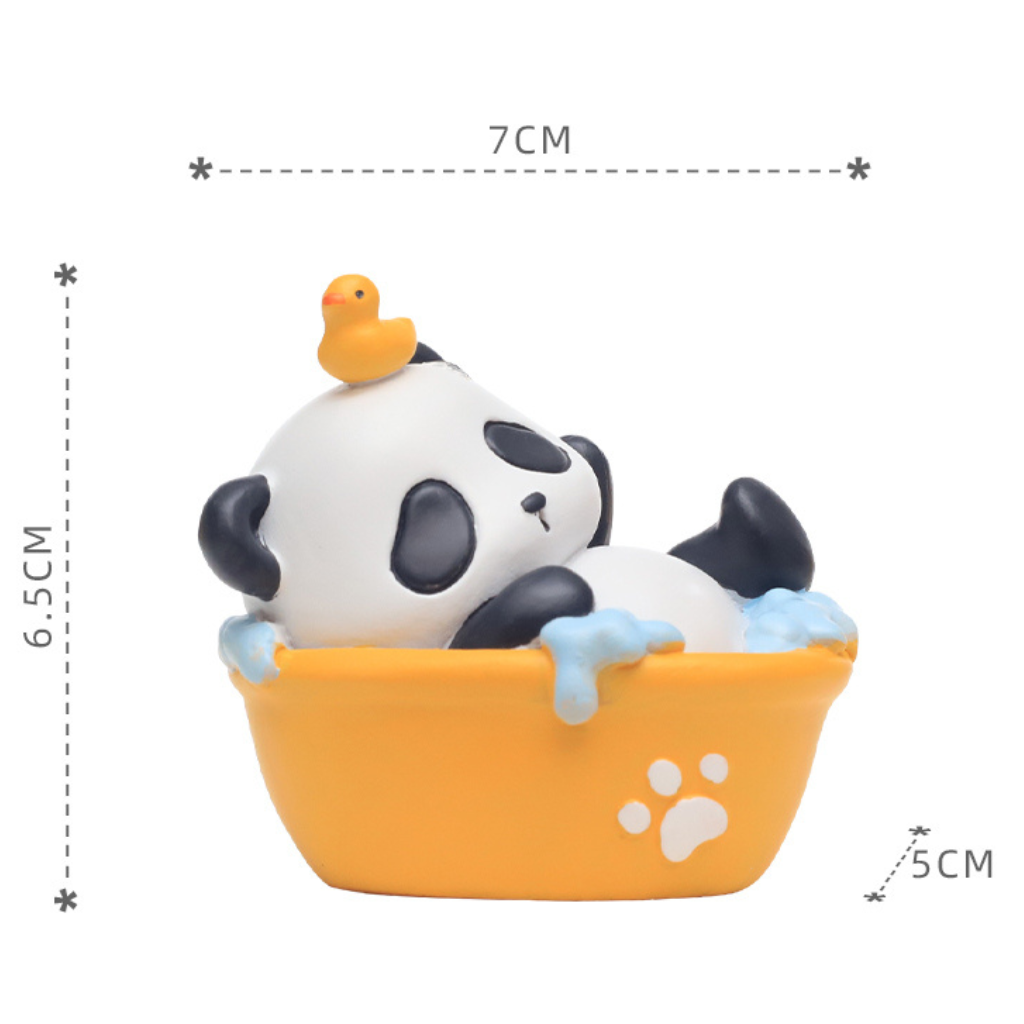 Miniature Panda Bathing in a Bathtub – Cute Decor for Terrariums & Gifts