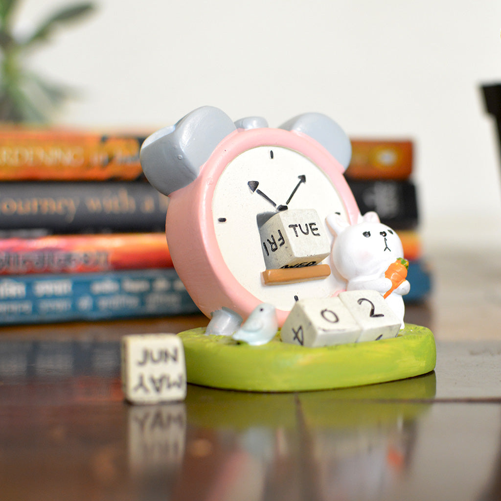 Miniature Rabbit with Adjustable Calendar – Cute Decor rabbit with calendar accessory for displays