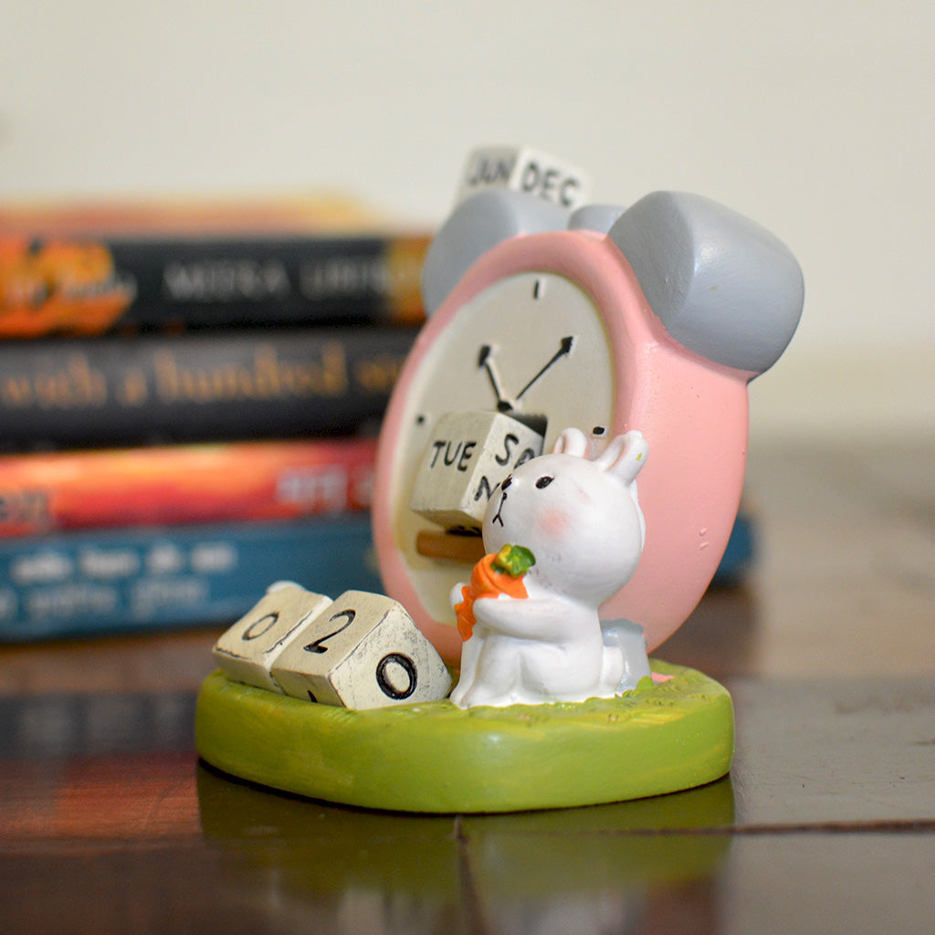 Miniature Rabbit with Adjustable Calendar – Cute Decor cute bunny décor for tray gardens