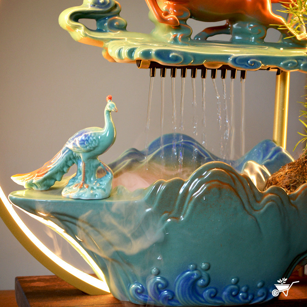 Regal Symphony Water Fountain LED Decor Zen Garden – close-up of fountain texture and glow