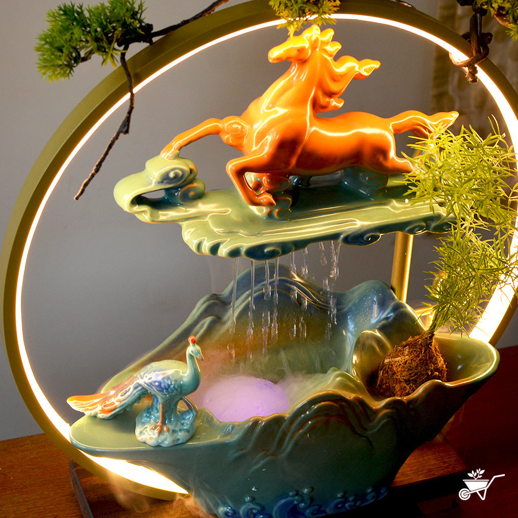 Regal Symphony Water Fountain LED Decor Zen Garden – side angle highlighting detailed structure