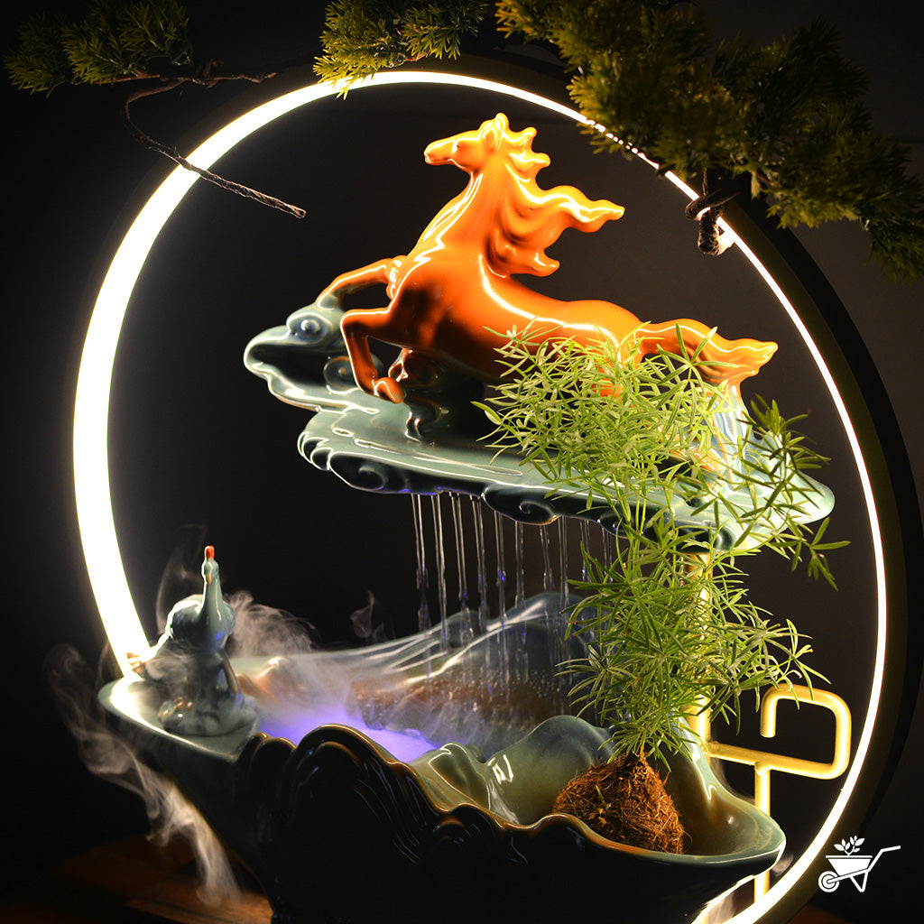 Regal Symphony Water Fountain LED Decor Zen Garden – angled shot showing water motion