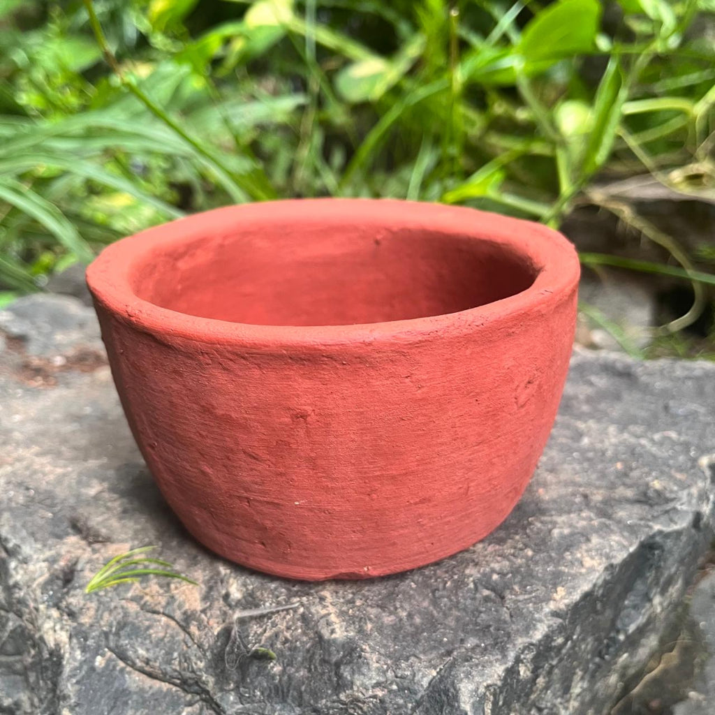 Set of 4 Round Bonsai Terracotta Pots side view – myBageecha