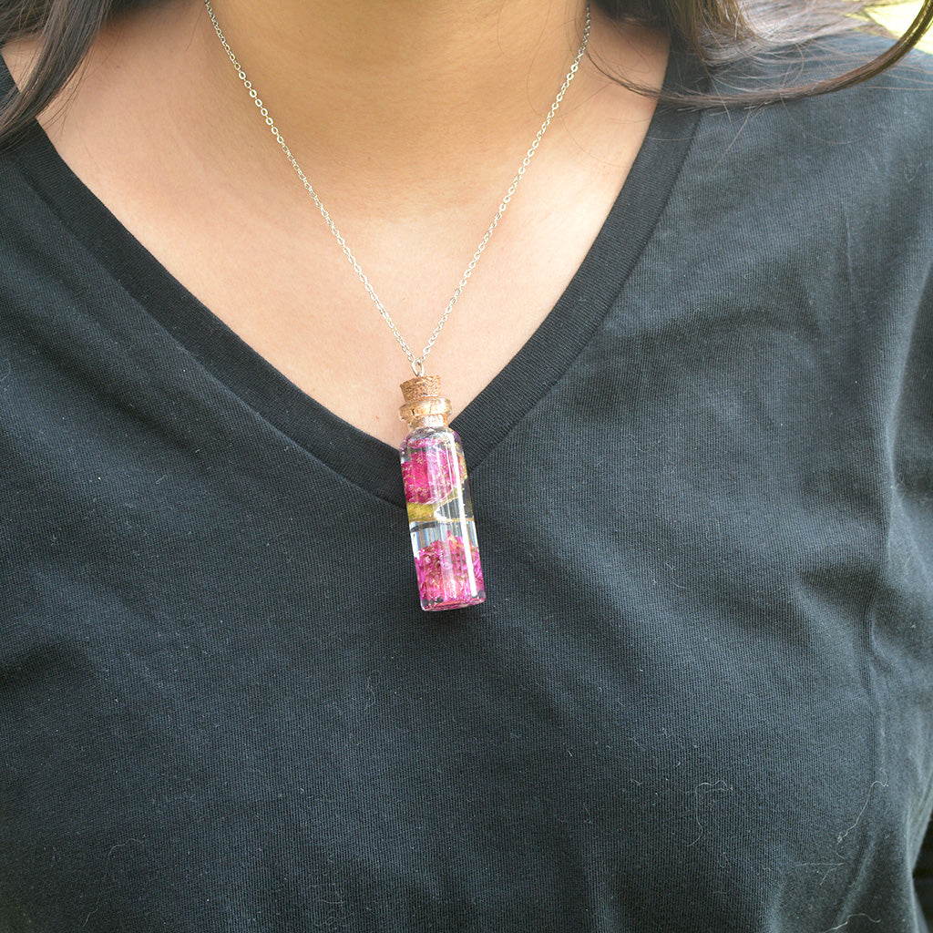 Rudraksha Flower Vial Real Dried Flower Necklace - myBageecha