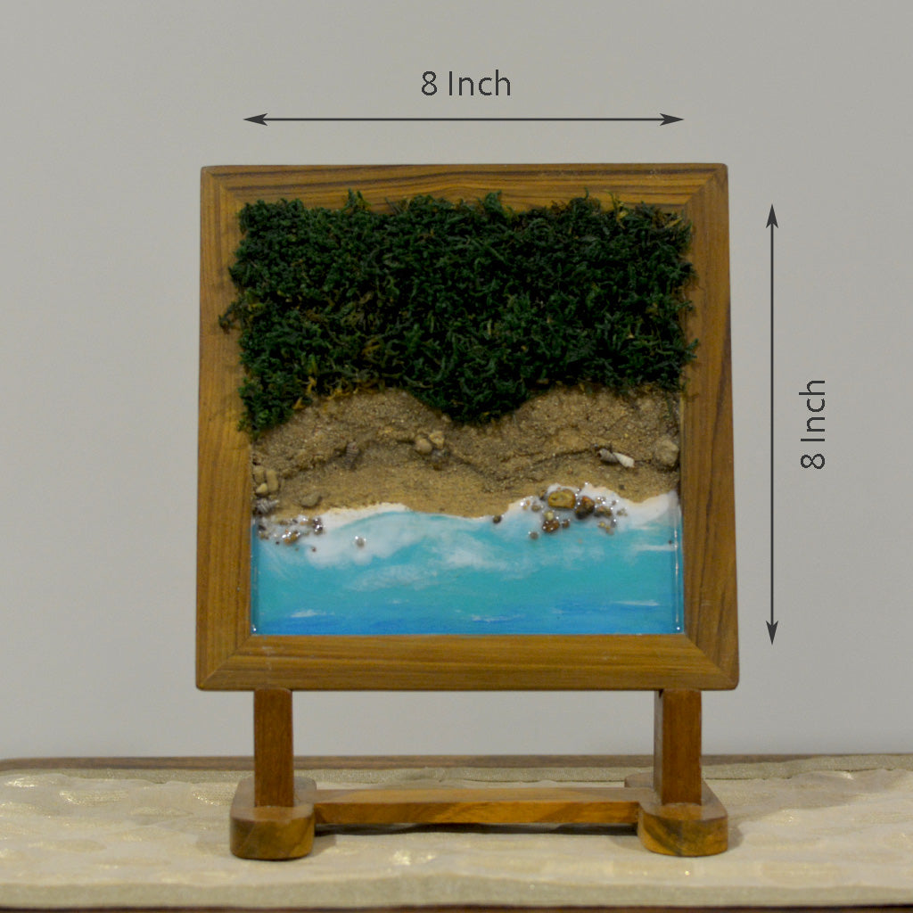 Sandy Shores Tabletop Preserved Moss Frame with Stand