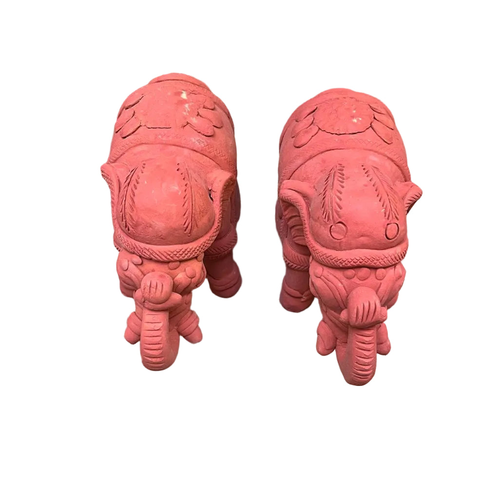Top view of Set of 2 Mini Terracotta Elephant Decor
