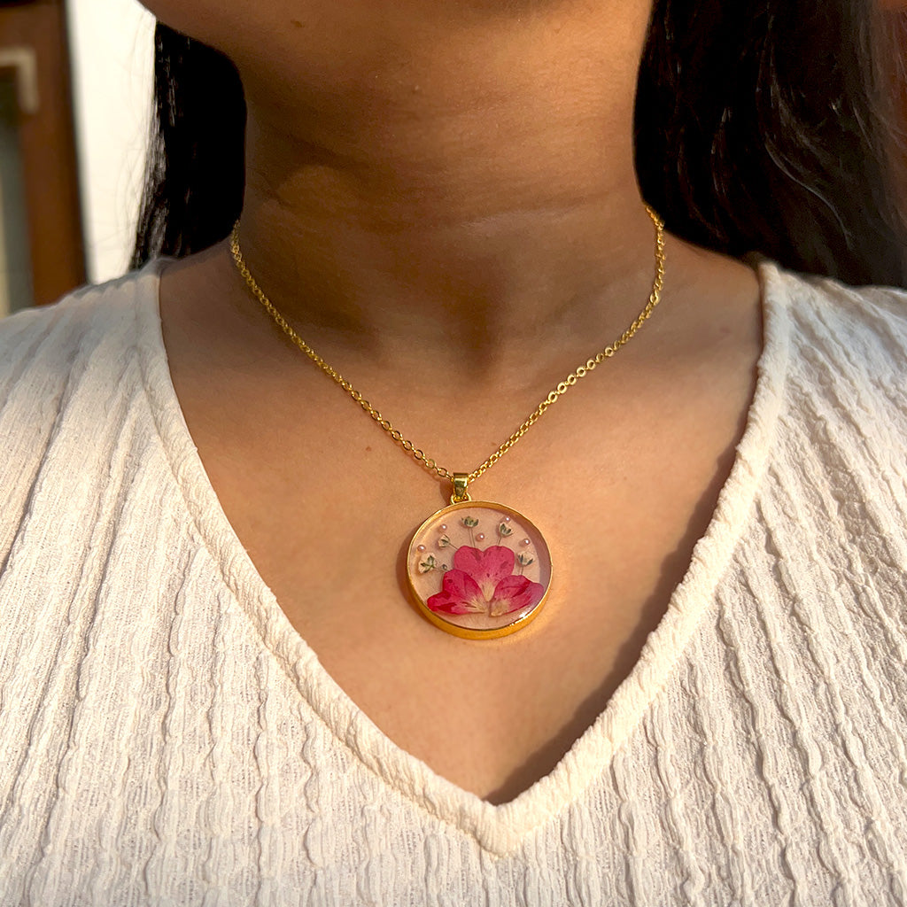 Shimmering Bloom Real Dried Flower Necklace
