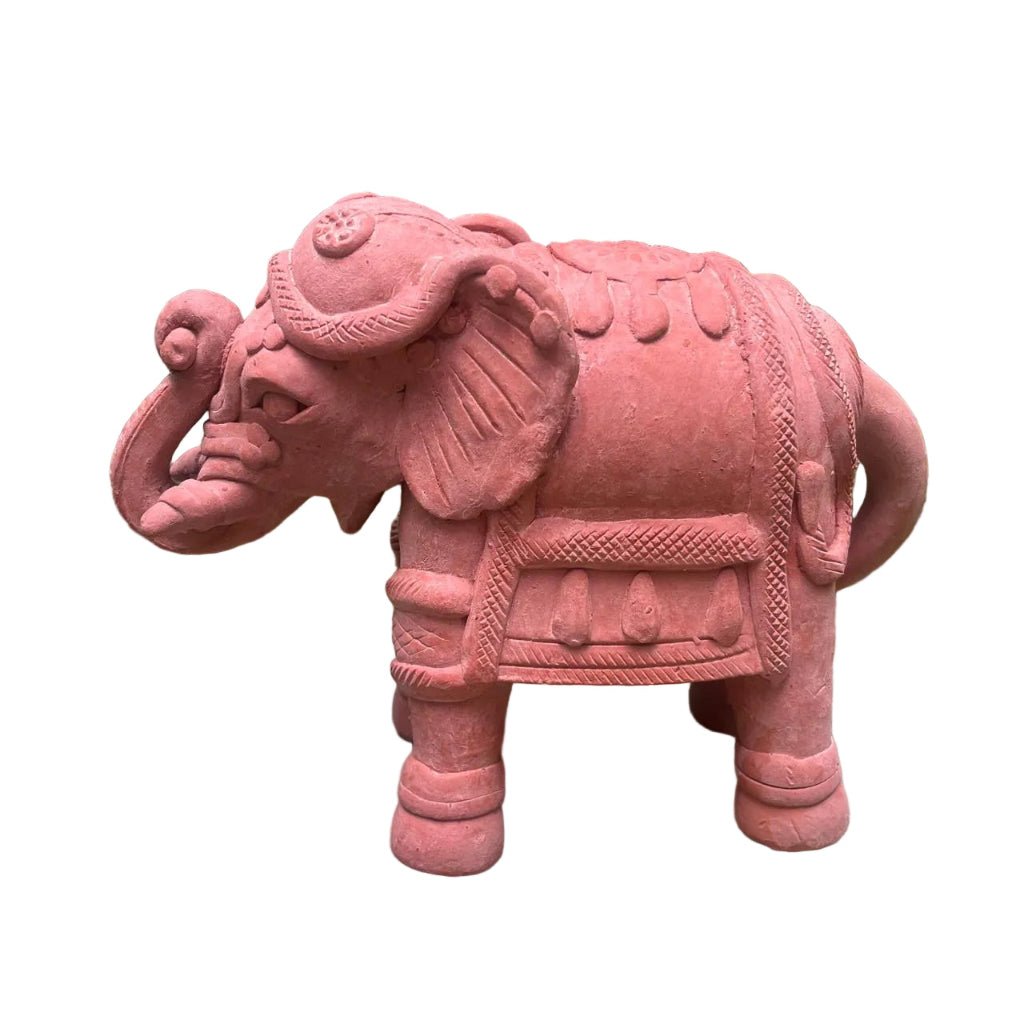 Small Terracotta Elephant Side View-myBageecha