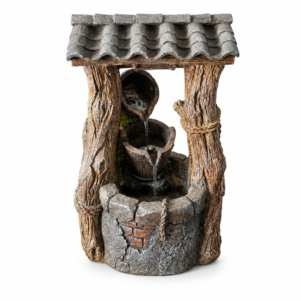 The Timeworn Well – Rustic Resin Water Fountain-myBageecha