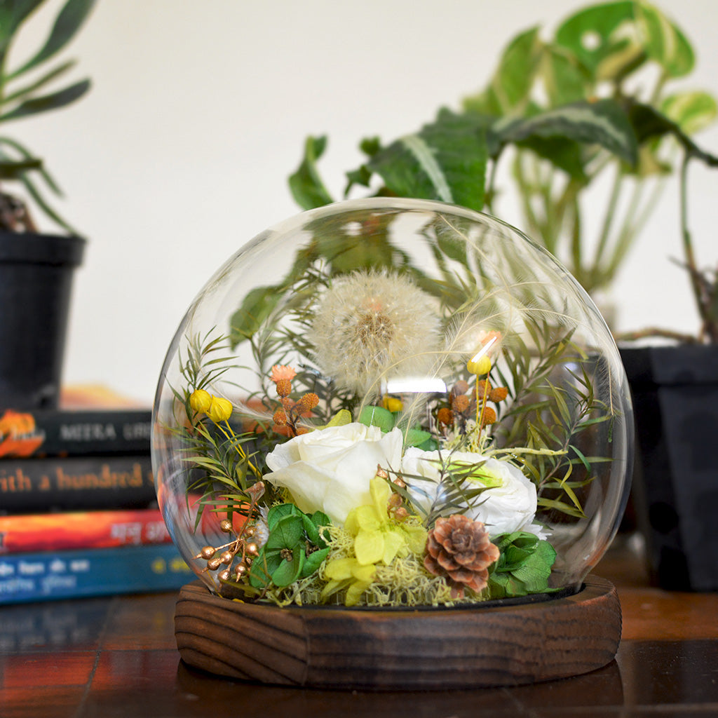 Wildflower Meadows Preserved Flower Tabletop Gift Box by myBageecha – ready-to-gift preserved décor.