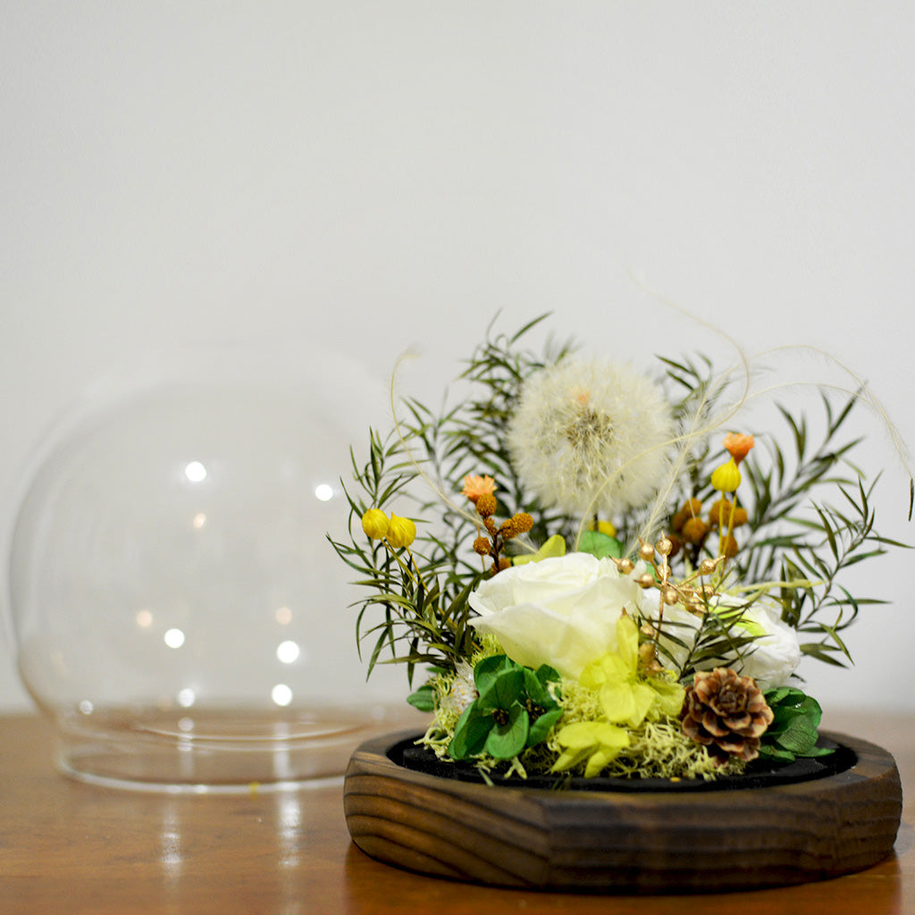 Wildflower Meadows Preserved Flower Tabletop removed from box – handcrafted floral meadow décor.
