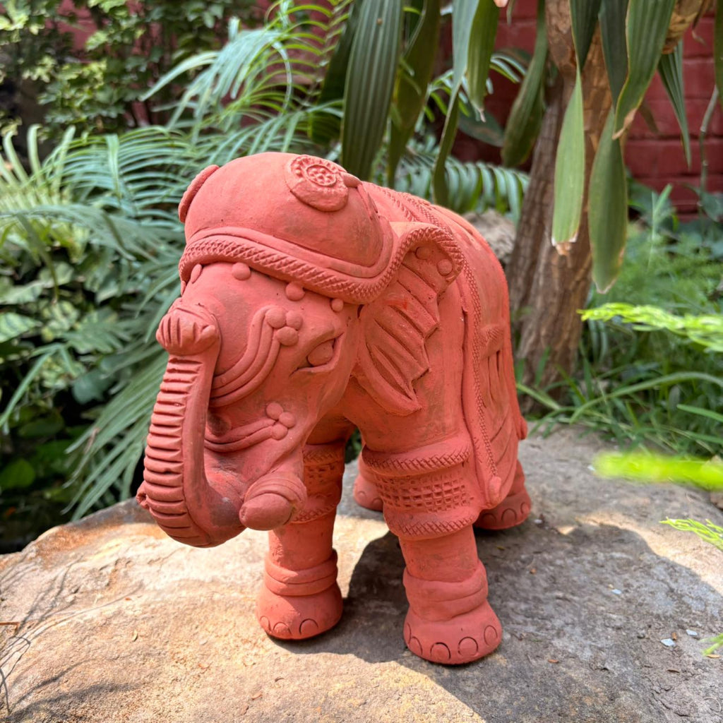 Decorative Terracotta Elephant Decor close - myBageecha