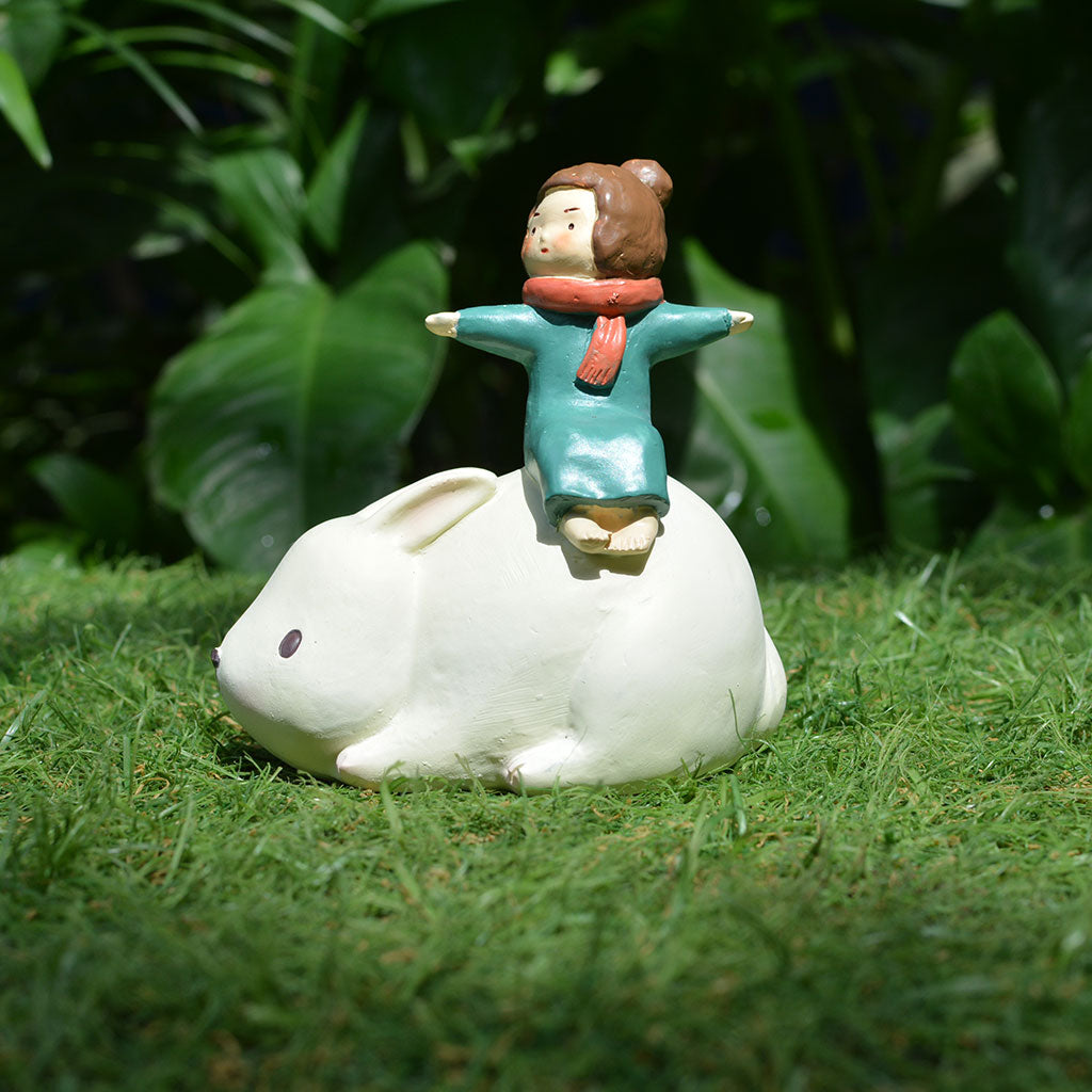 Miniature Girl Sitting on Rabbit Decor - myBageecha