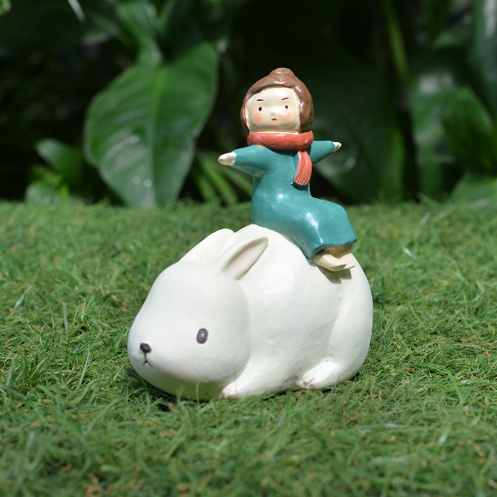 Miniature Girl Sitting on Rabbit Decor - myBageecha