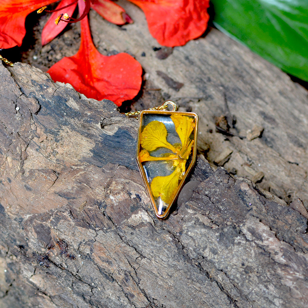 Mesmeric Gulmohar Real Dried Flower Necklace - myBageecha