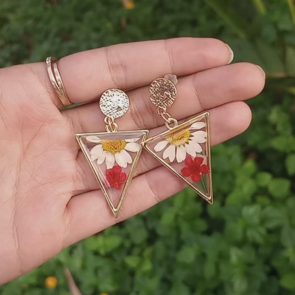  Real Dried Flower Necklace Earring Set
