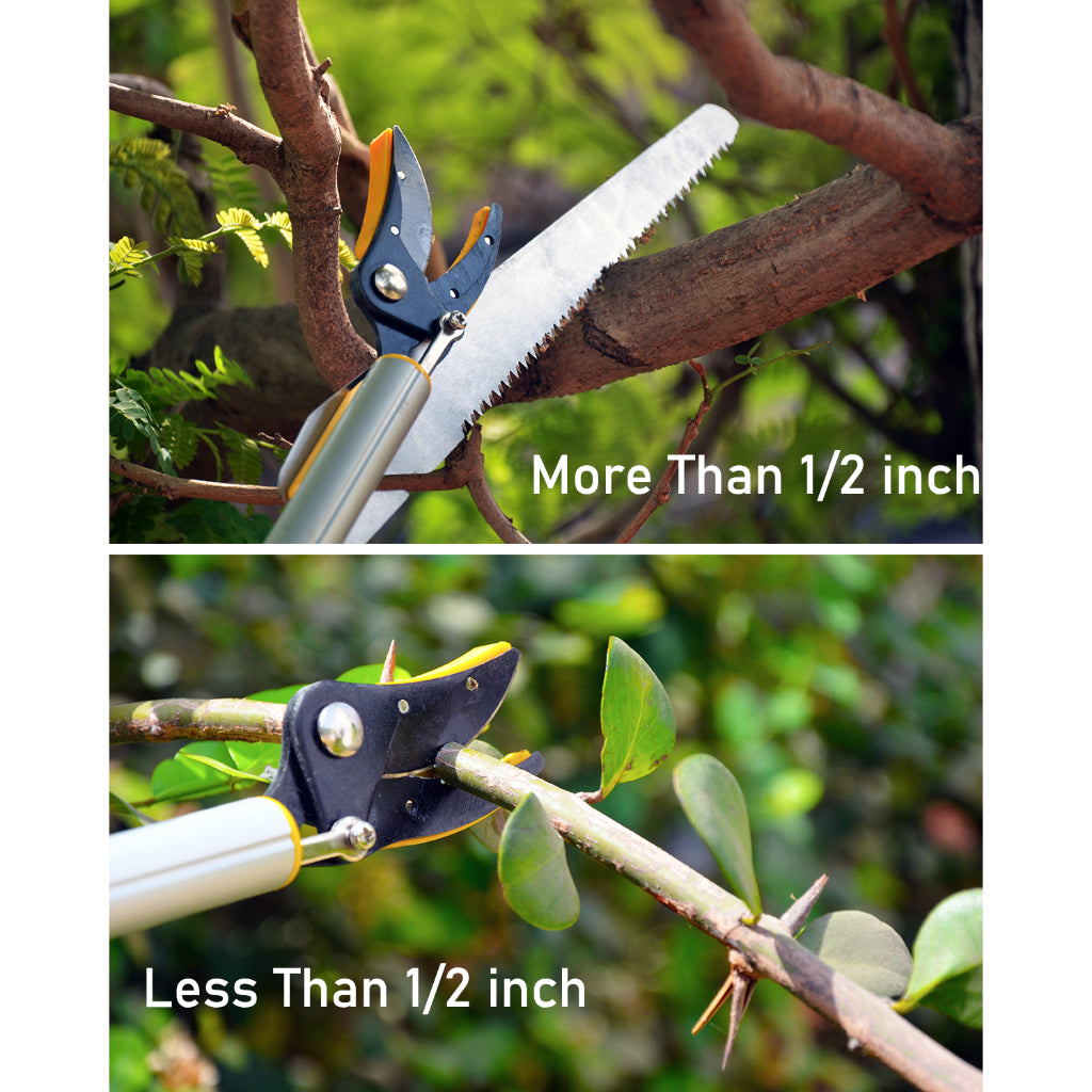 Long reach pruning tool for garden and farm