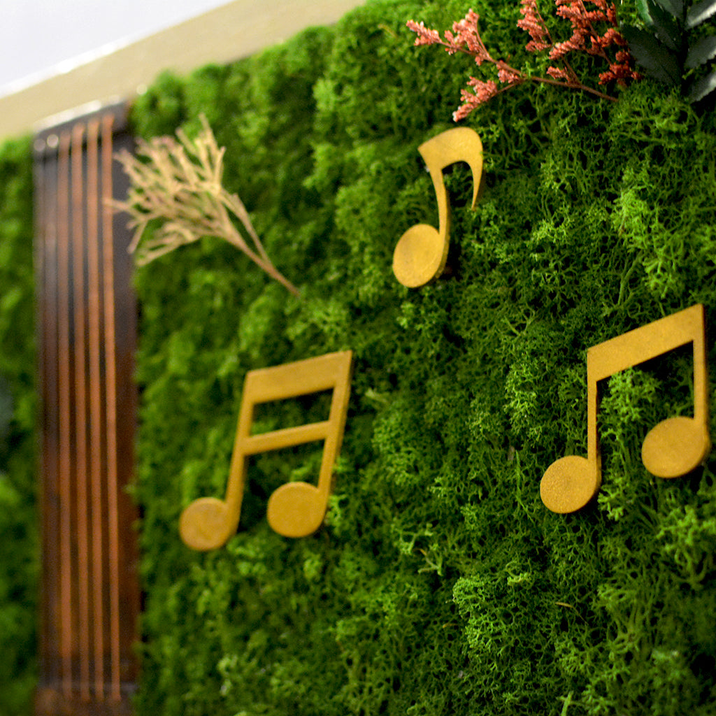 Musical theme moss art – close-up décor