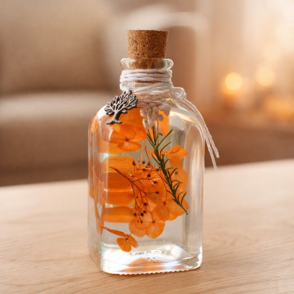 Close-up of Tangerine Beaut Preserved Flower Tabletop by myBageecha – vivid orange preserved blooms.