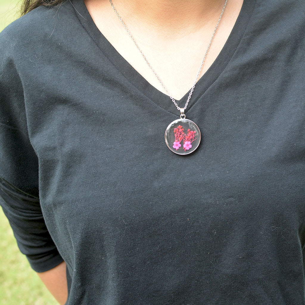 Twin Fuchsia Real Dried Flower Necklace - myBageecha