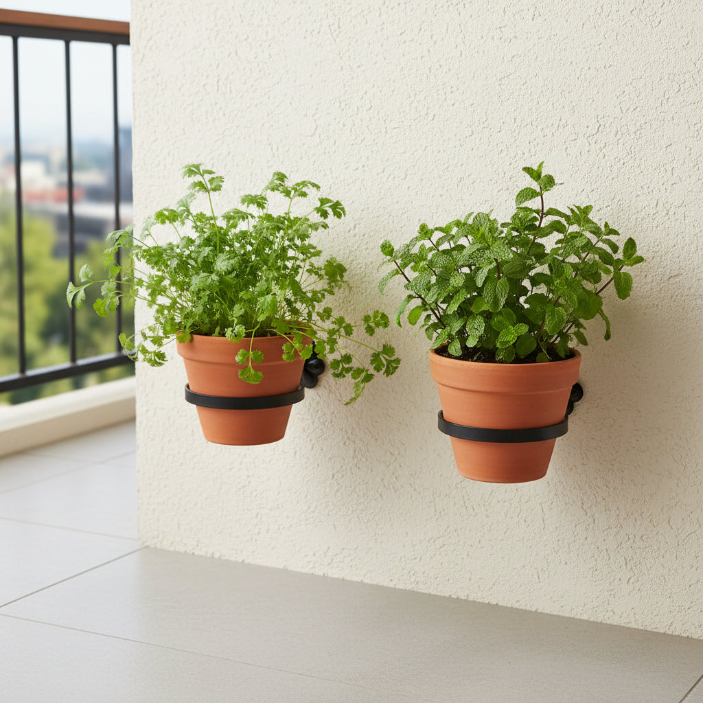 Wall Mounted Flower Pot Holder on balcony wall