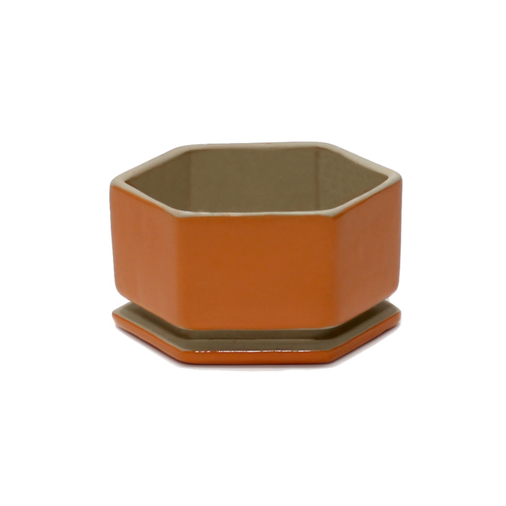 Meline Ceramic Planter – Tangy Orange – myBageecha