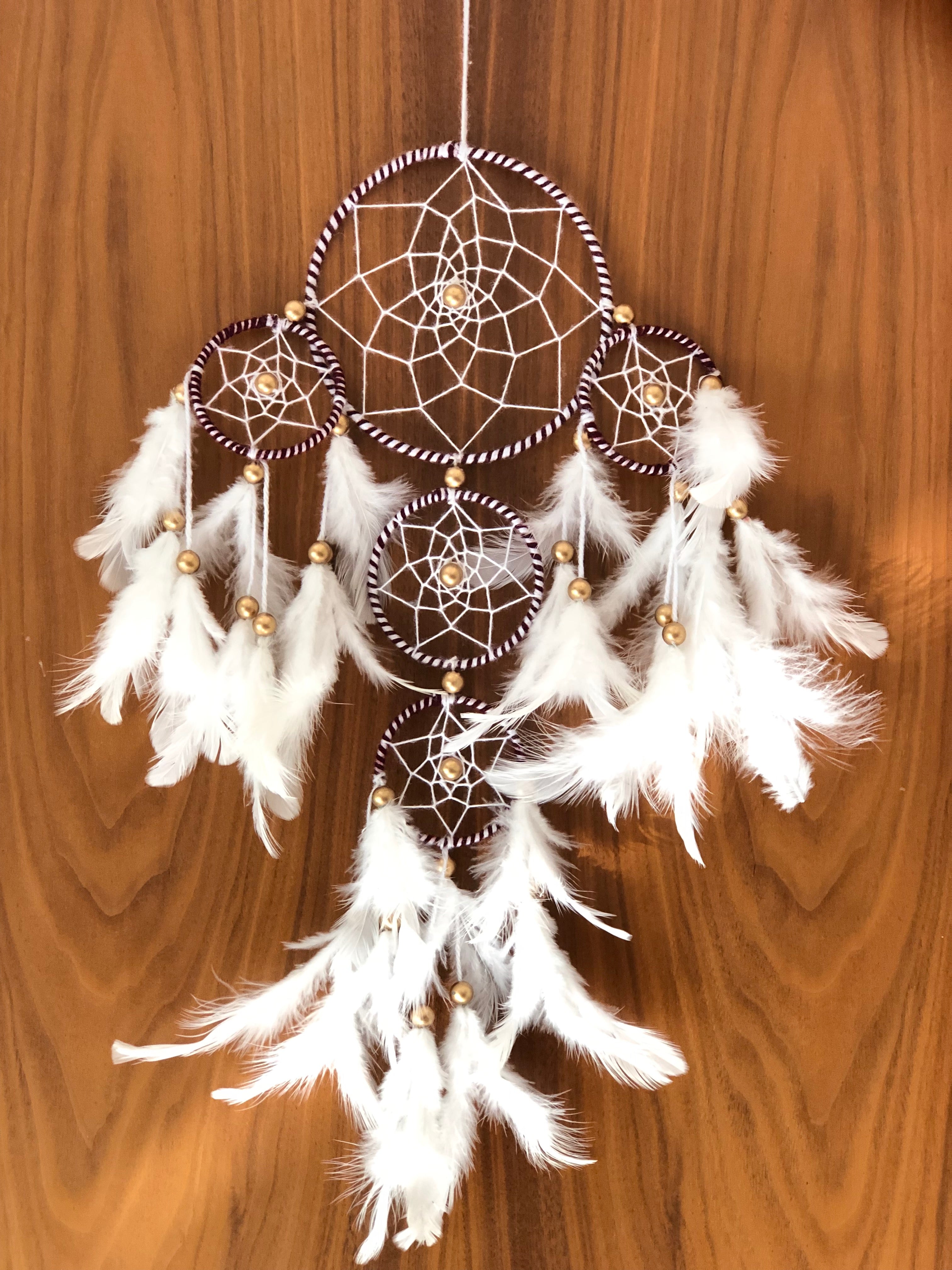 White  and Brown 4 Tier Dream Catcher - myBageecha