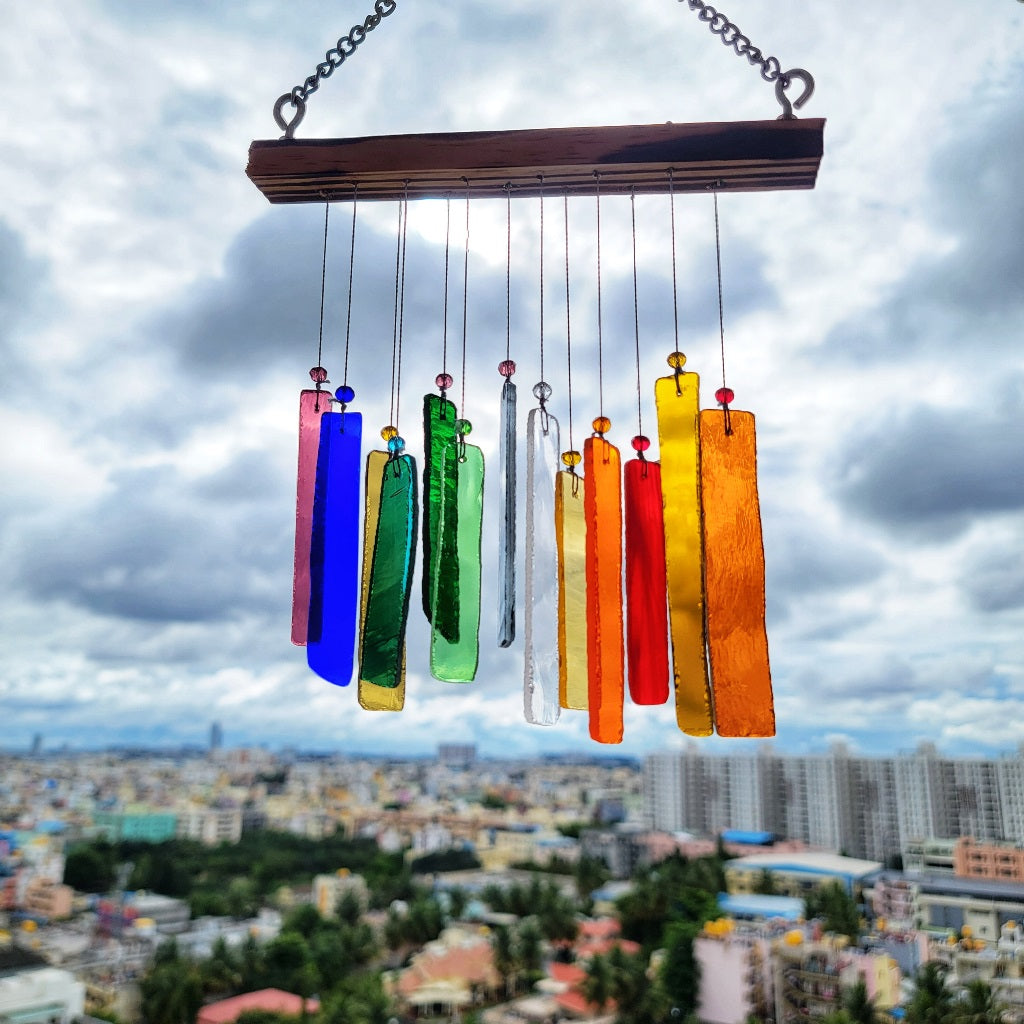 Suncatcher Rainbow Strip Stained Glass Windchime - myBageecha