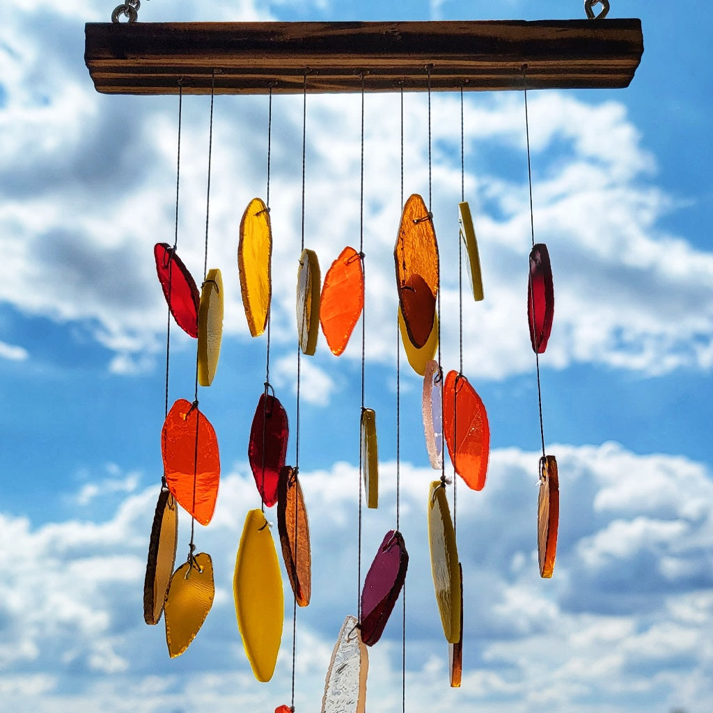 Autumn leaf Stained Glass windchime - myBageecha