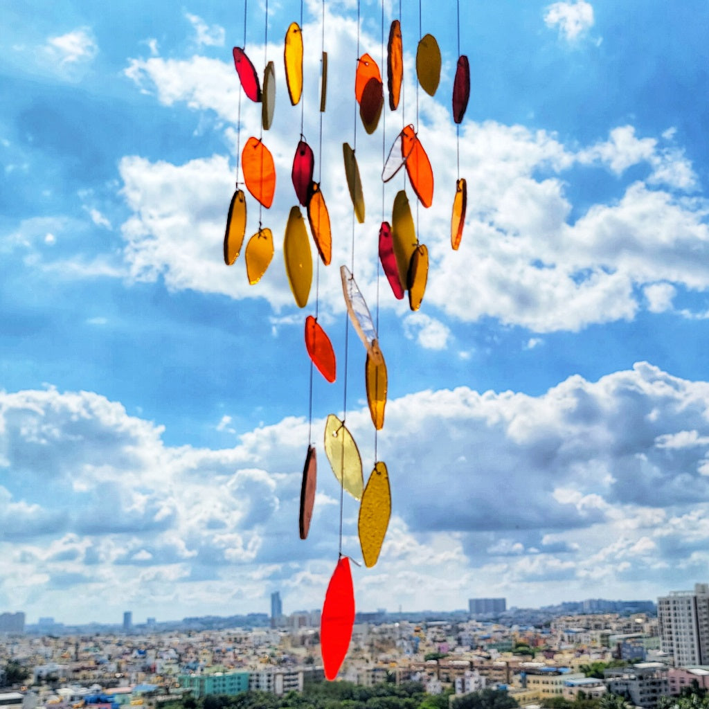 Autumn leaf Stained Glass windchime - myBageecha
