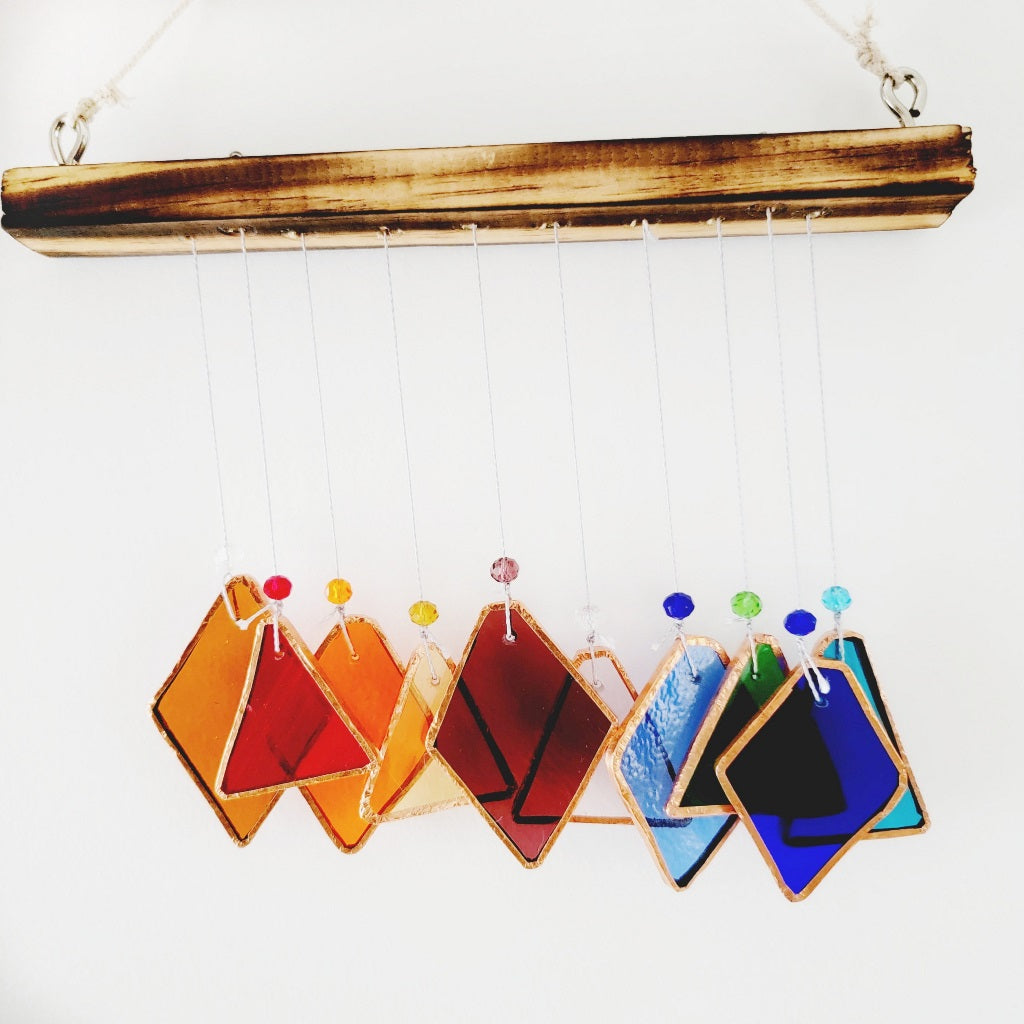 Triangle diamond Stained Glass windchime - myBageecha