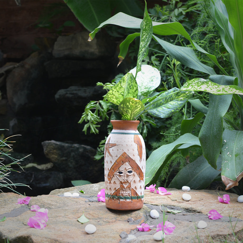 Dweller Man Terracotta Pot front view – myBageecha