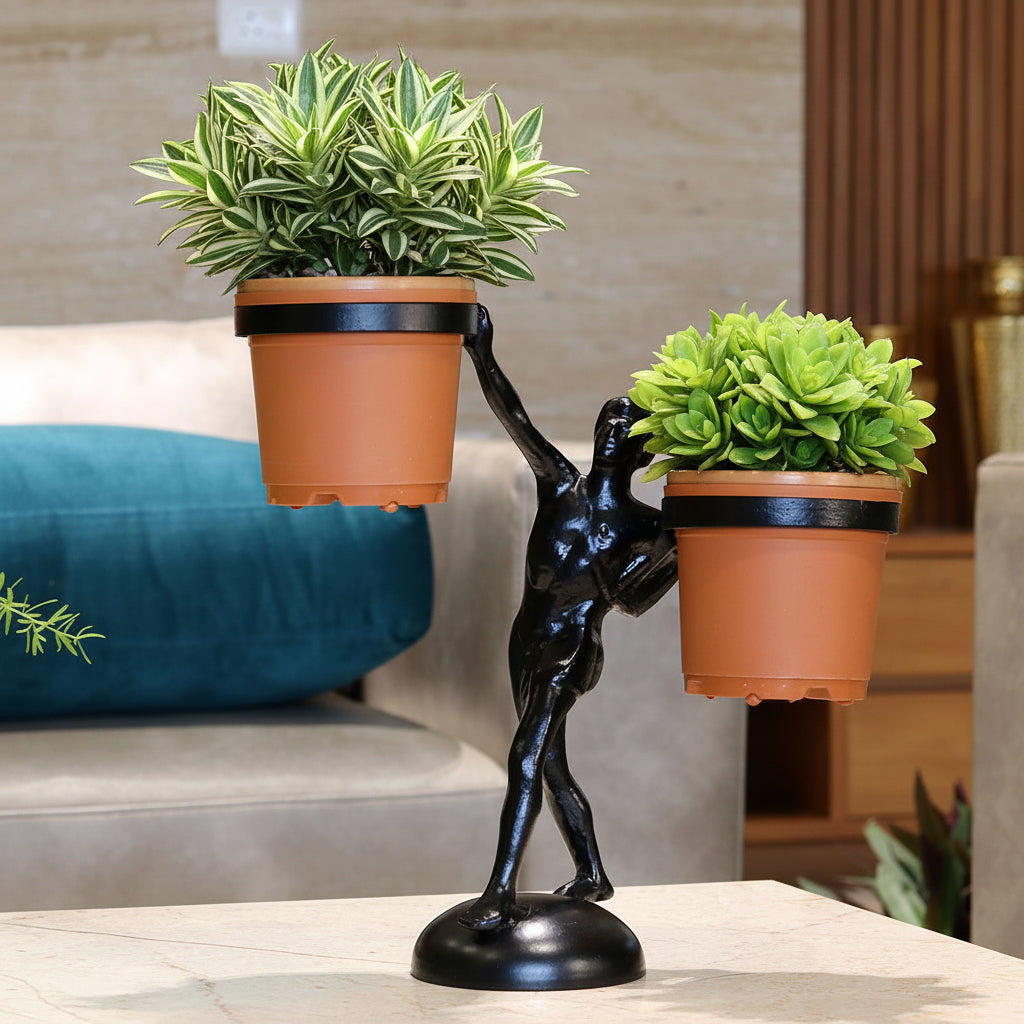 Human Sculpture Holding Pot Stand with plants- myBageecha