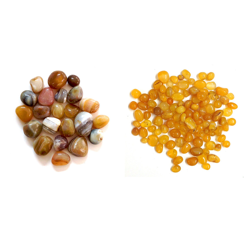 2kg Golden Banded Onyx Pebbles + 2kg Yellow Onyx Pebbles - myBageecha