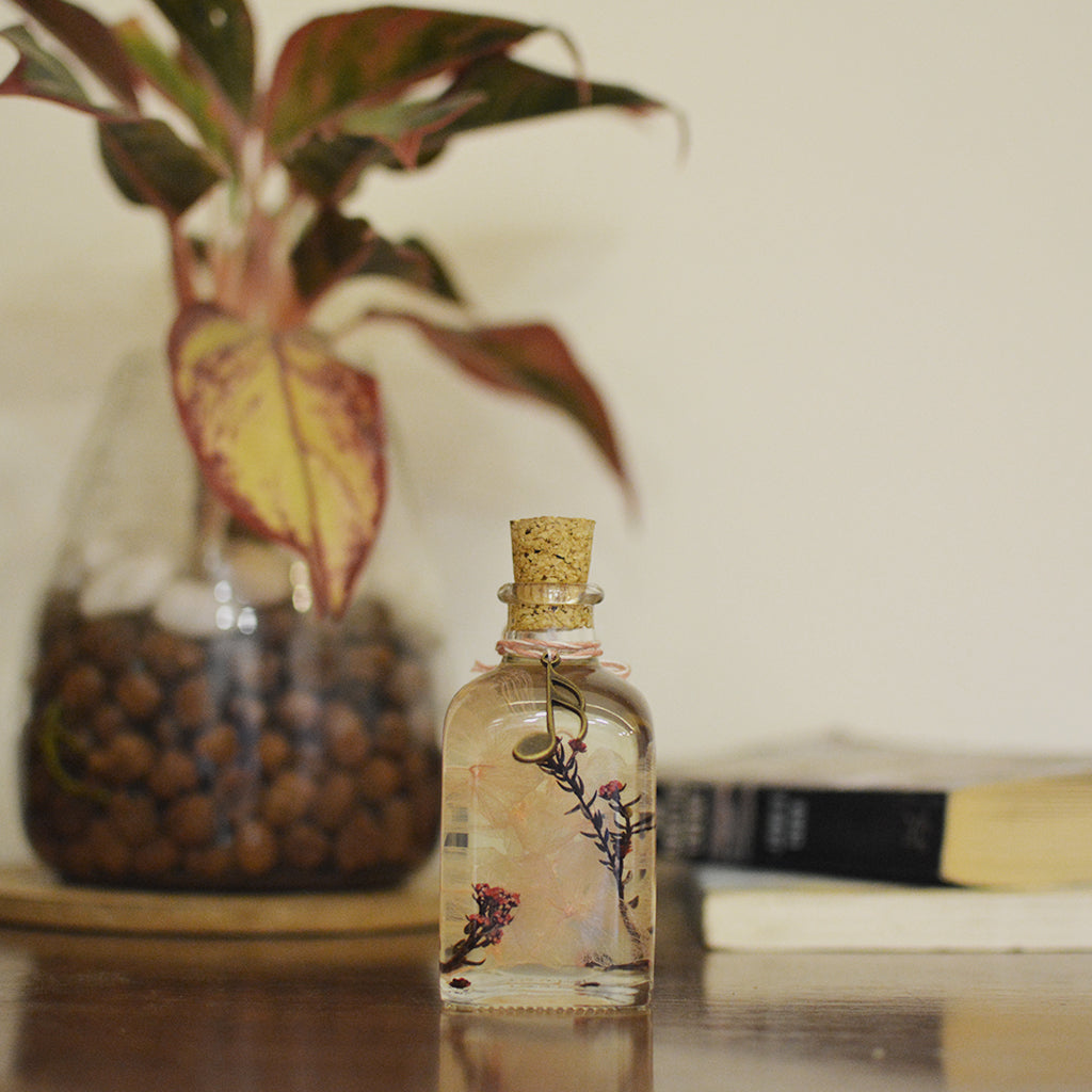 Notes in the Wild Preserved Flower Tabletop placed on table – woodland aesthetic accent.
