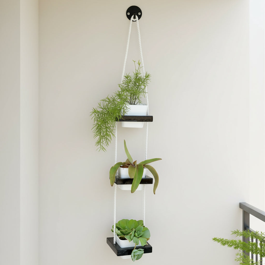 DIY - 3 Tiered Hanging Pots in balcony- myBageecha
