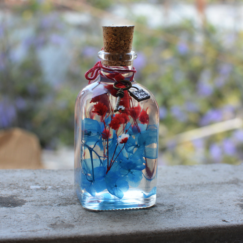 Close-up of Prismatic Hues Preserved Flower Tabletop by myBageecha – multi-color preserved flowers.