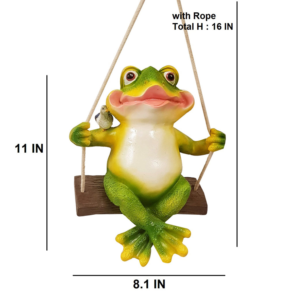 Wonderland Garden Frog on Swing (Garden Decor Home Decor, Hanging Frog, Frog, Garden Statue, Animal Statue) - myBageecha