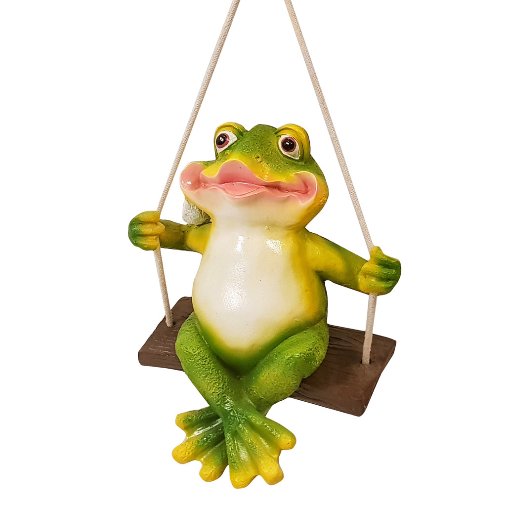 Wonderland Garden Frog on Swing (Garden Decor Home Decor, Hanging Frog, Frog, Garden Statue, Animal Statue) - myBageecha