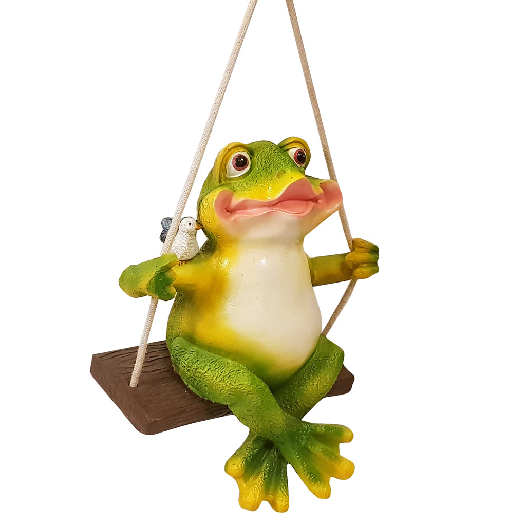 Wonderland Garden Frog on Swing (Garden Decor Home Decor, Hanging Frog, Frog, Garden Statue, Animal Statue) - myBageecha