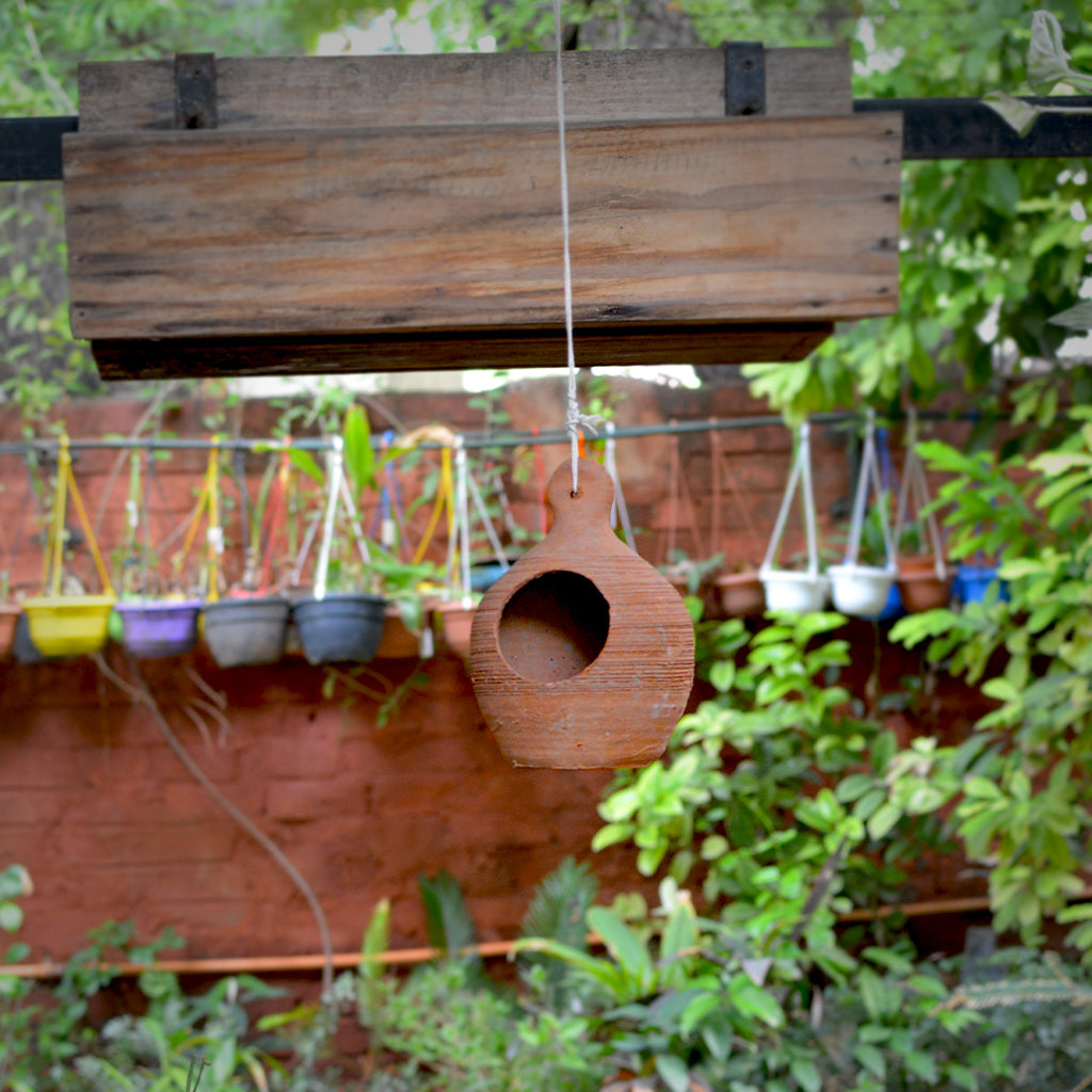 Ancient Terracotta Birdhouse Pot front view – myBageecha