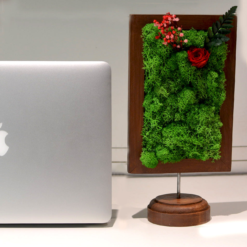 Dainty Bloom Red moss art handcrafted with nature by myBageecha